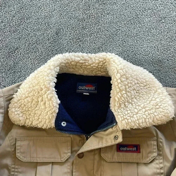 Vintage Outwest Women’s Bomber Jacket S Neutral Tan With Shearling Collar Coat - Picture 14 of 15